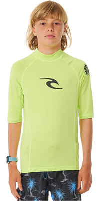 2024 Rip Curl Jongens Brand Wave UPF Short Sleeve Lycra Vest 121BRV - Lime